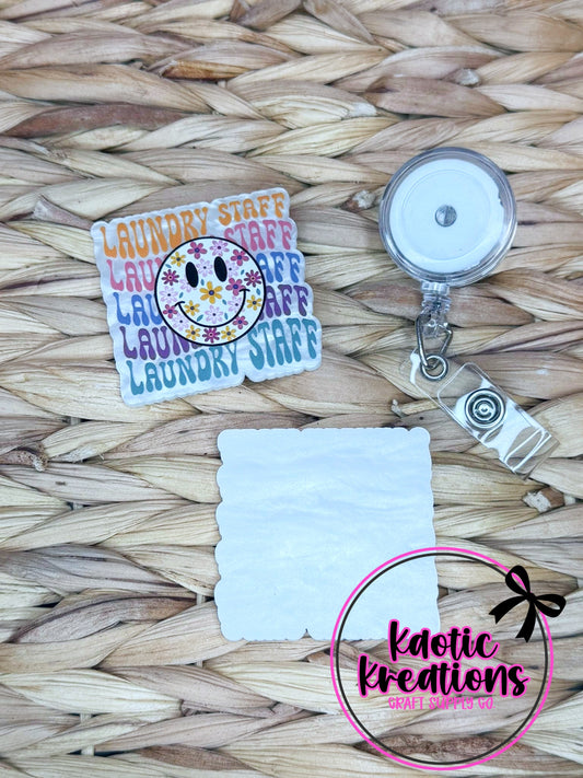 *CUSTOM* FLATBACK ACRYLIC 51mm X 52mm LAUNDRY STAFF F429 (1ct)