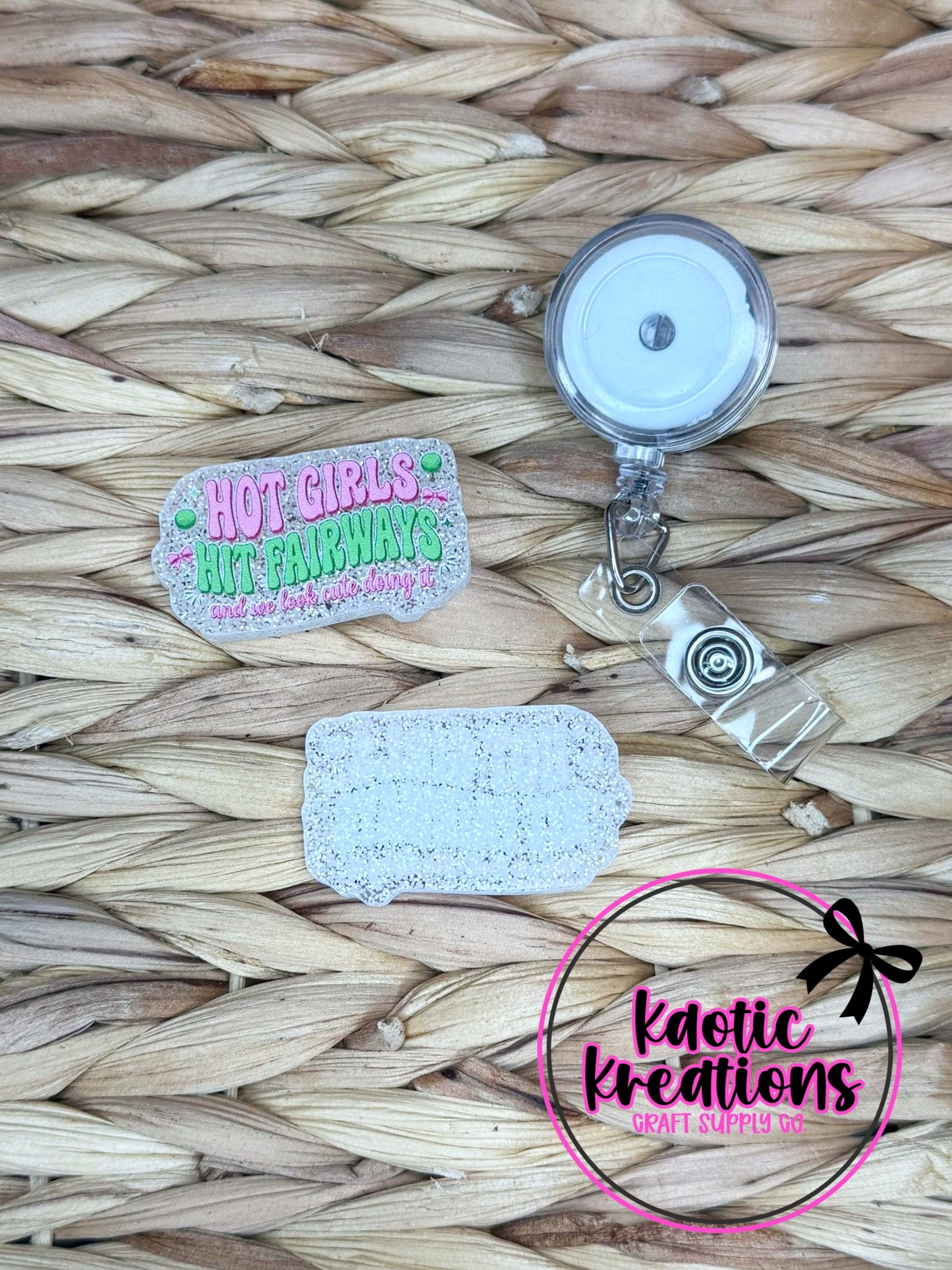 *CUSTOM* FLATBACK ACRYLIC 47mm X 29mm HOT GIRLS HIT FAIRWAYS F239 (1ct)