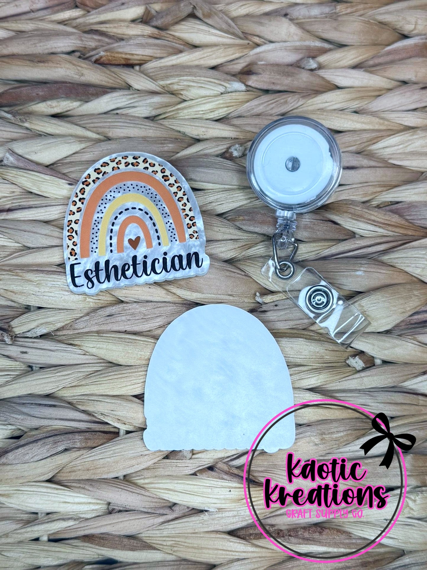 *CUSTOM* FLATBACK ACRYLIC 51mm X 52mm ESTHETICIAN F408 (1ct)