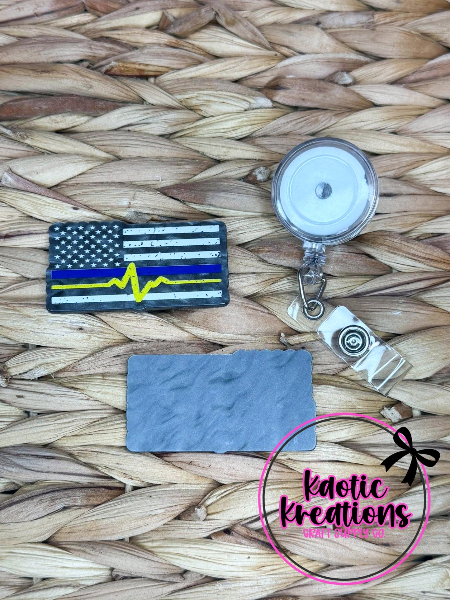 *CUSTOM* FLATBACK ACRYLIC 59mm X 34mm THIN BLUE LINE FLAG F218 (1ct)