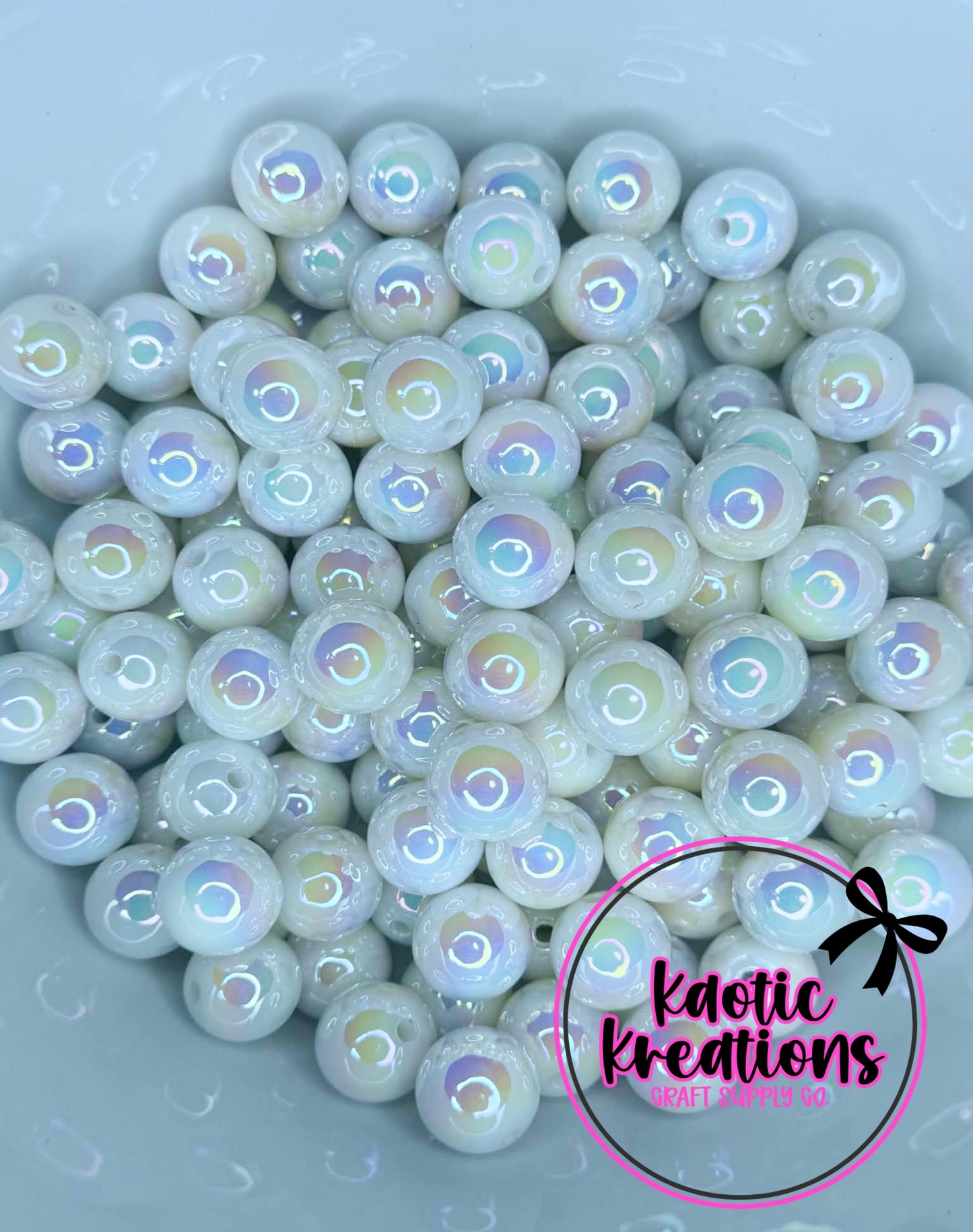 16MM OPAL ACRYLIC BEAD WHITE OP4 (1ct)