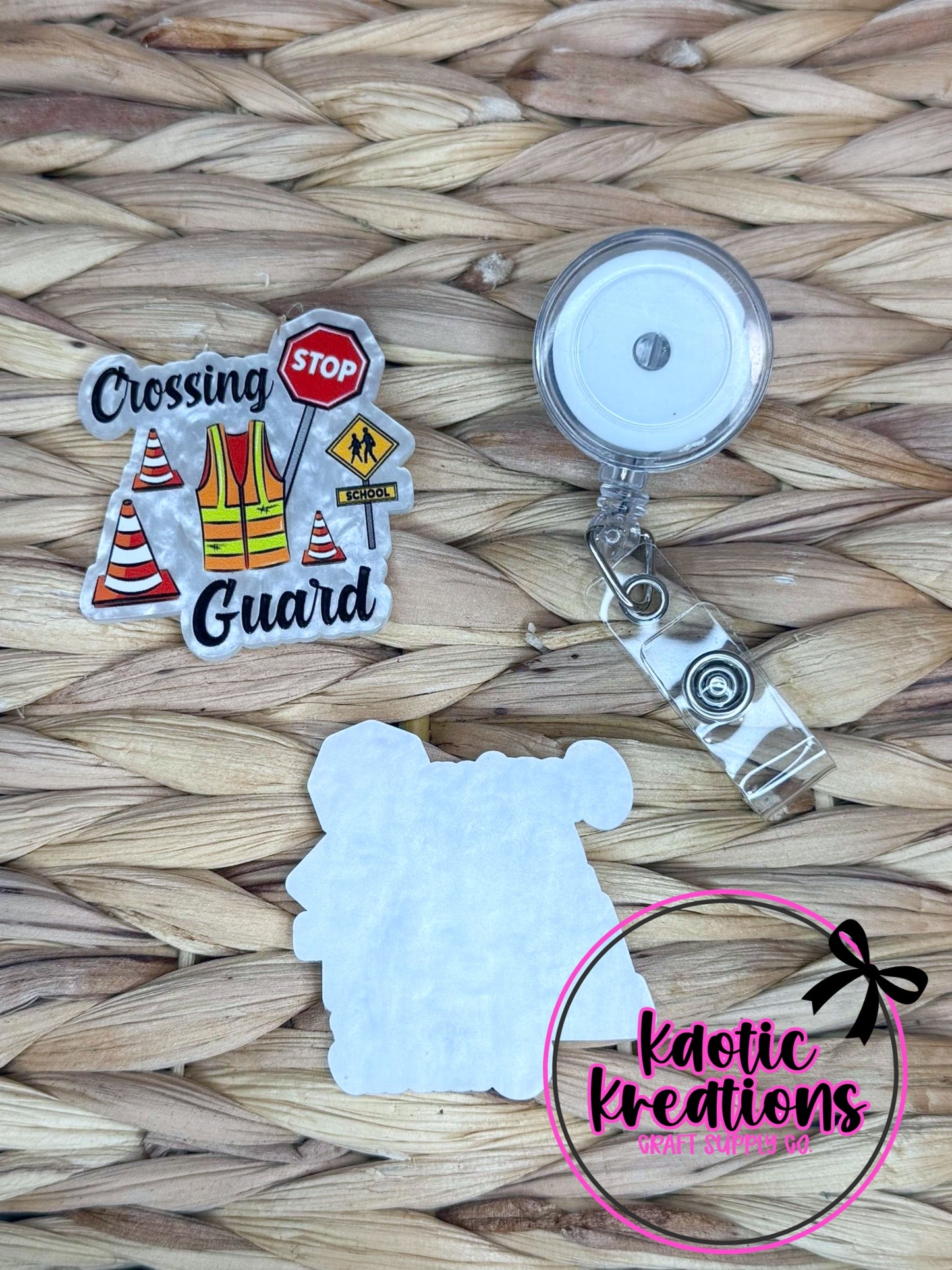 *CUSTOM* FLATBACK ACRYLIC 50mm X 54mm CROSSING GUARD F605 (1ct)