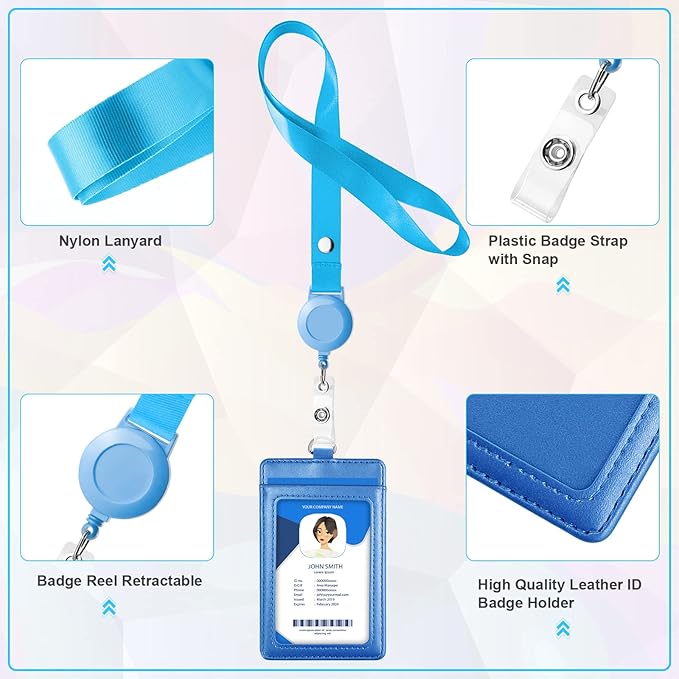 LEATHER ID BADGE HOLDER W/RETRACTABLE LANYARD (1ct)