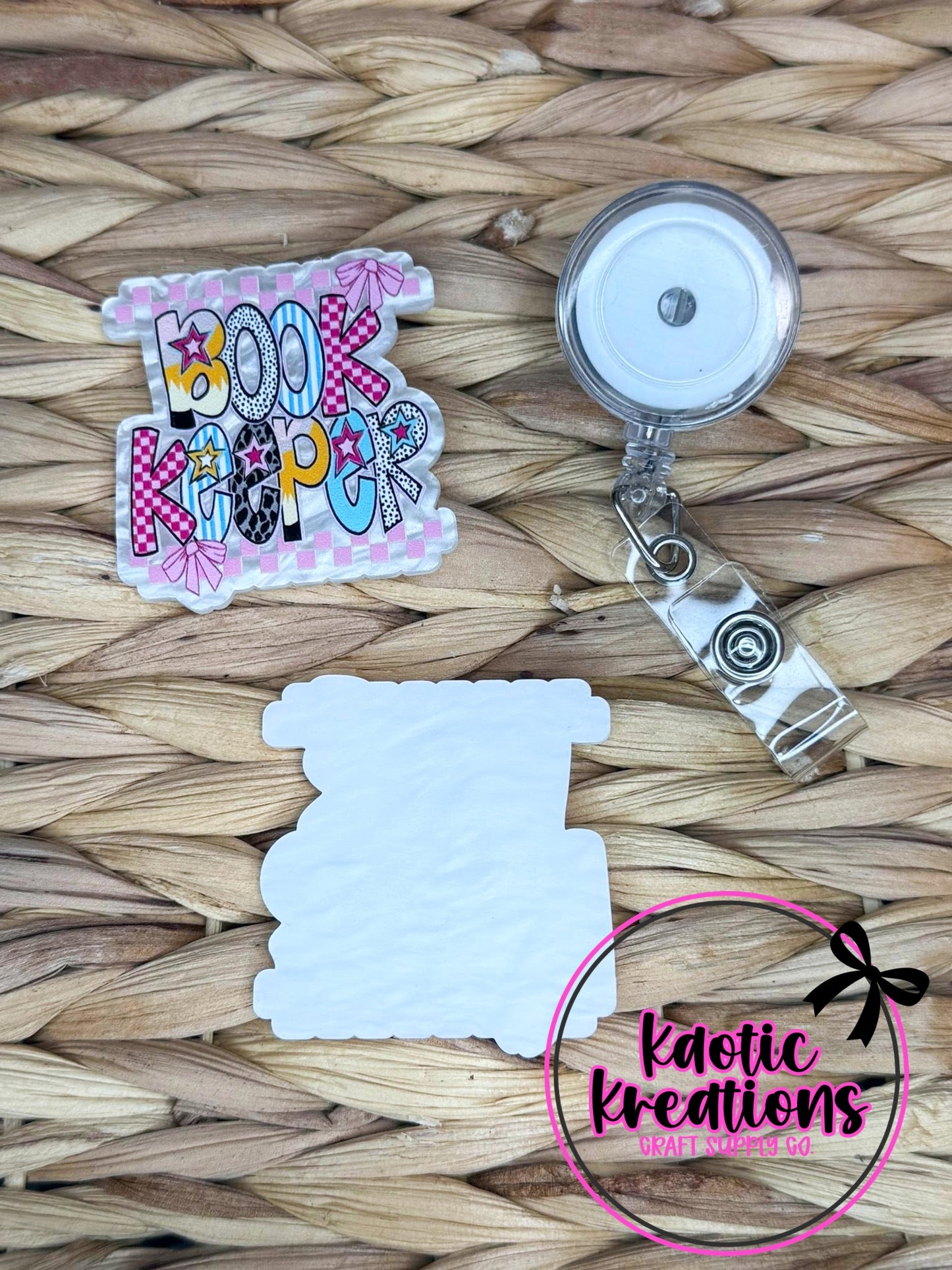*CUSTOM* FLATBACK ACRYLIC 50mm X 53mm BOOKKEEPER F646 (1ct)