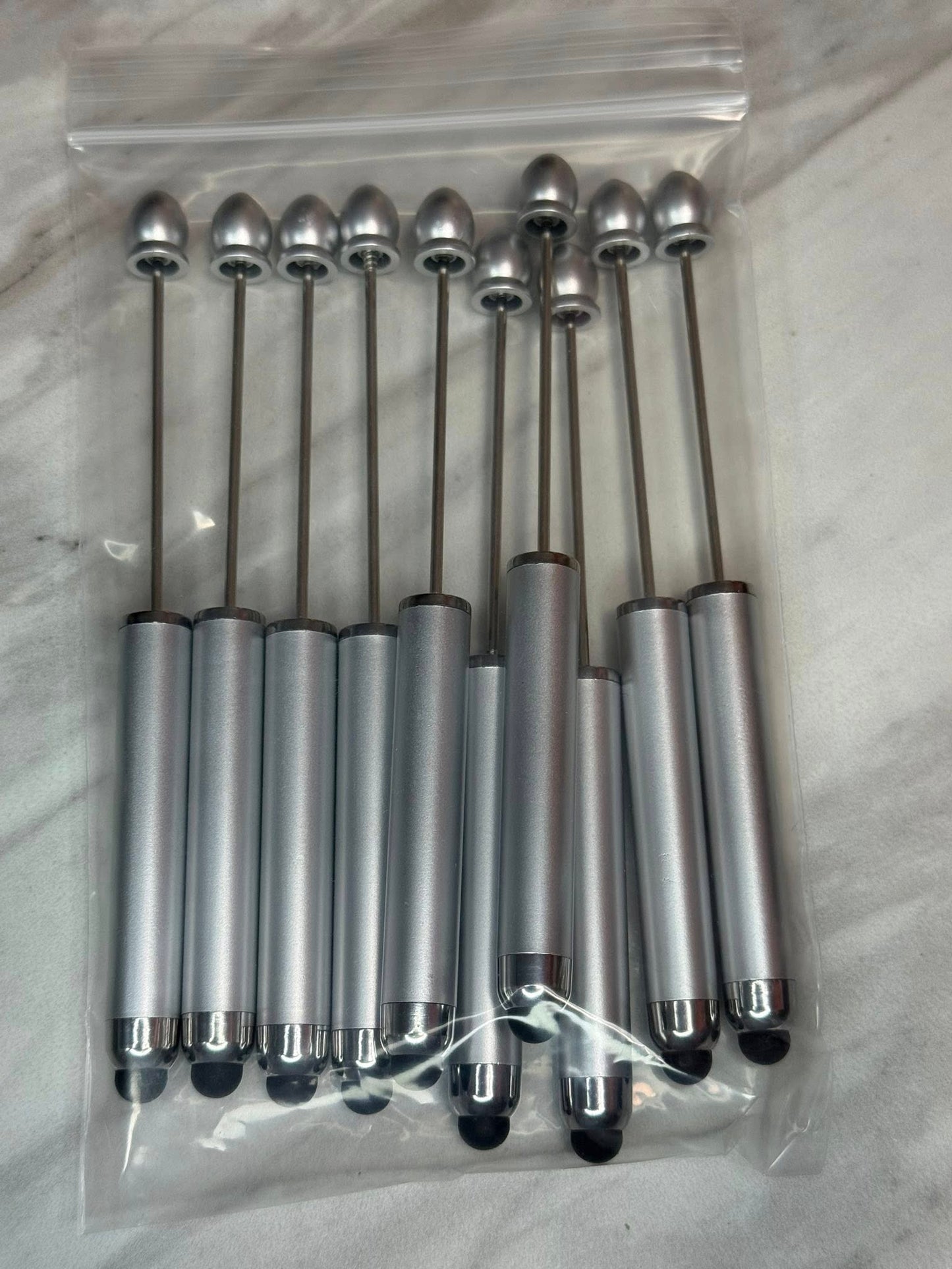 (SHOP DESTASH) 2-N-1 BEADABLE STYLUS PENS SILVER (10ct)