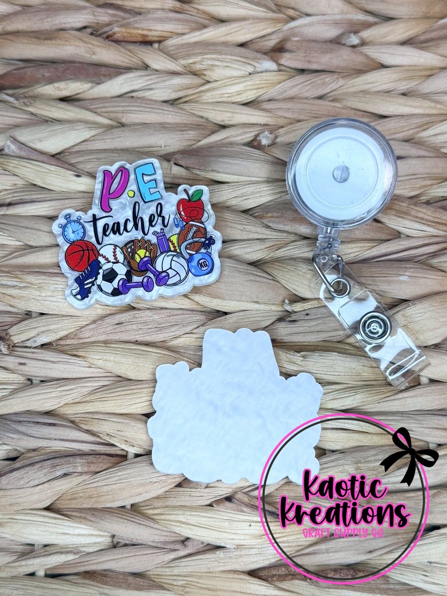 *CUSTOM* FLATBACK ACRYLIC 52mm X 50mm PE TEACHER F616 (1ct)