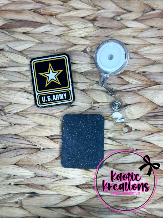 *CUSTOM* FLATBACK ACRYLIC 40mm X 52mm U.S. ARMY F710 (1ct)