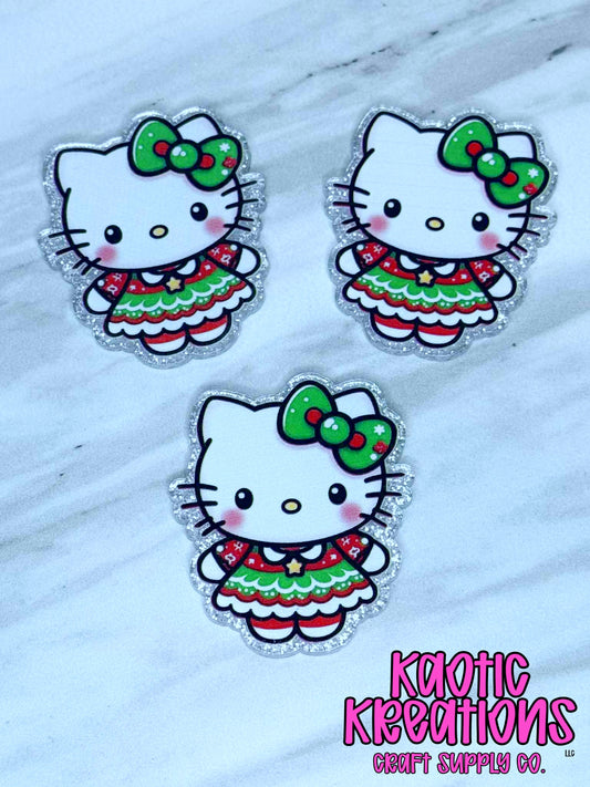FLATBACK ACRYLIC CHRISTMAS KITTY F551 (1ct)