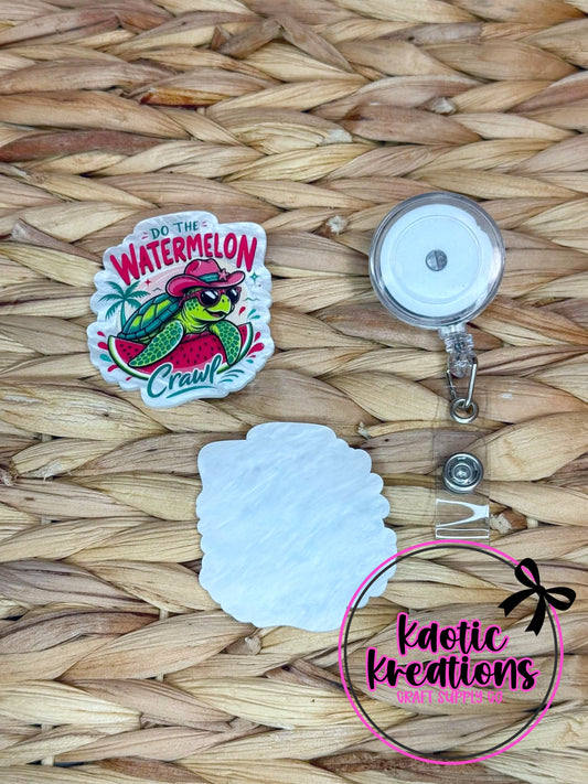 *CUSTOM* FLATBACK ACRYLIC 50mm X 52mm WATERMELON CRAWL F199 (1ct)