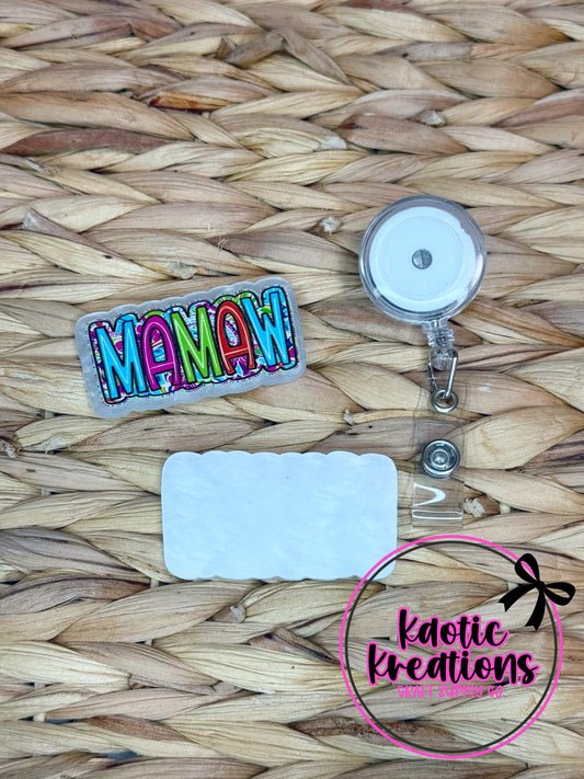 *CUSTOM* FLATBACK ACRYLIC 60mm X 35mm MAMAW F198 (1ct)