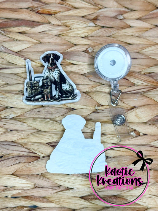 *CUSTOM* FLATBACK ACRYLIC 52mm X 53mm GERMAN SHORTHAIRED POINTER F351 (1ct)
