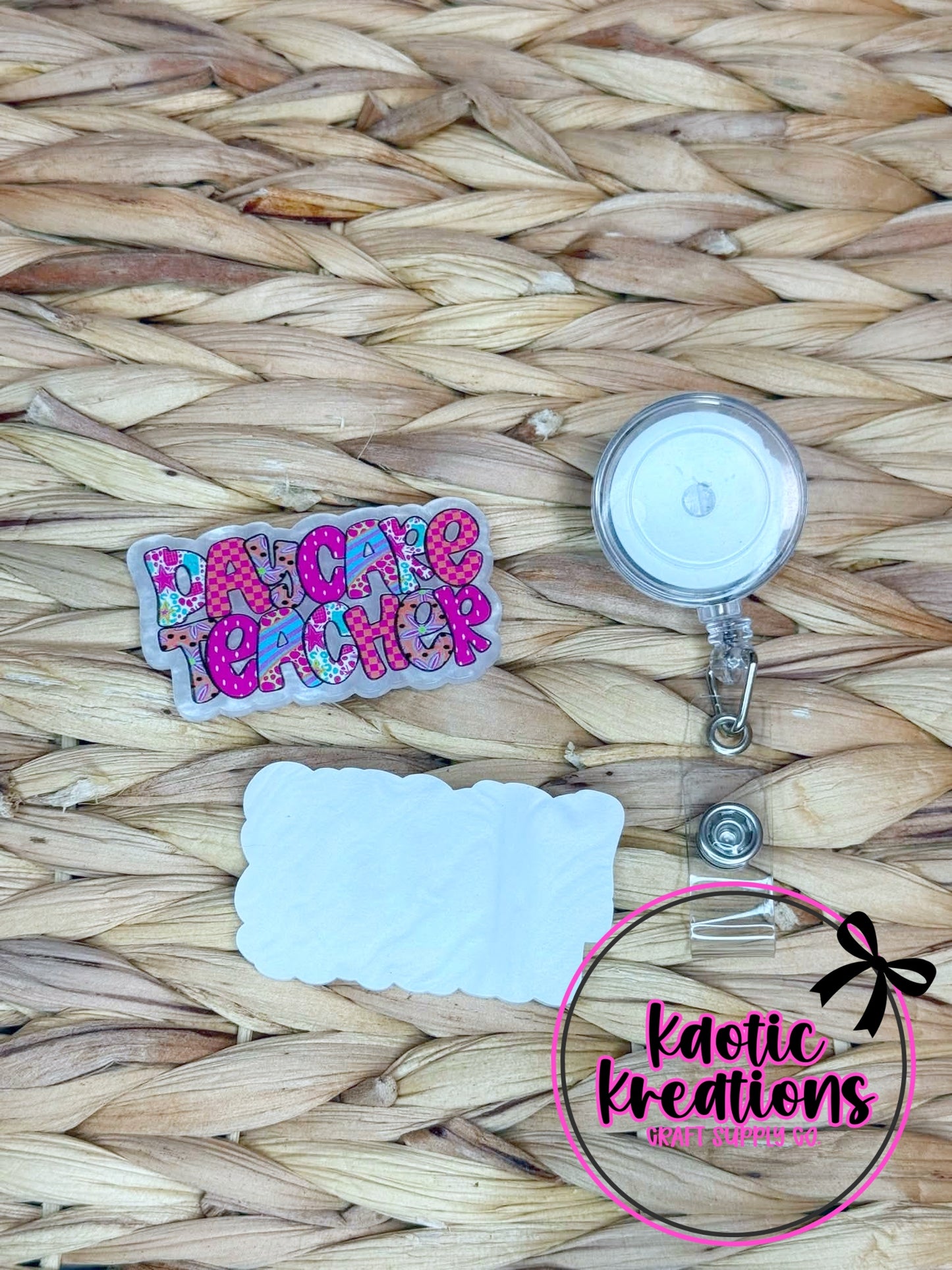 *CUSTOM* FLATBACK ACRYLIC 58mm X 36mm DAYCARE TEACHER F190 (1ct)