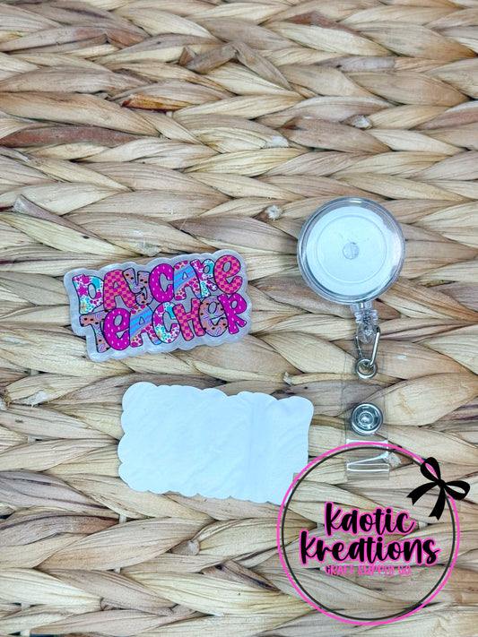 *CUSTOM* FLATBACK ACRYLIC 58mm X 36mm DAYCARE TEACHER F190 (1ct)