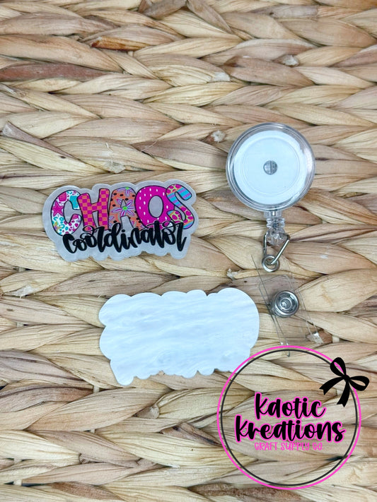 *CUSTOM* FLATBACK ACRYLIC 60mm X 35mm CHAOS COORDINATOR F197 (1ct)