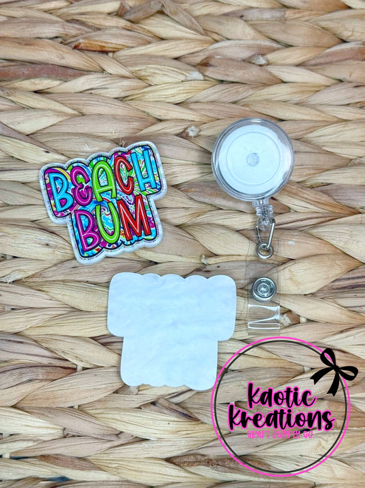 *CUSTOM* FLATBACK ACRYLIC 53mm X 46mm BEACH BUM F341 (1ct)