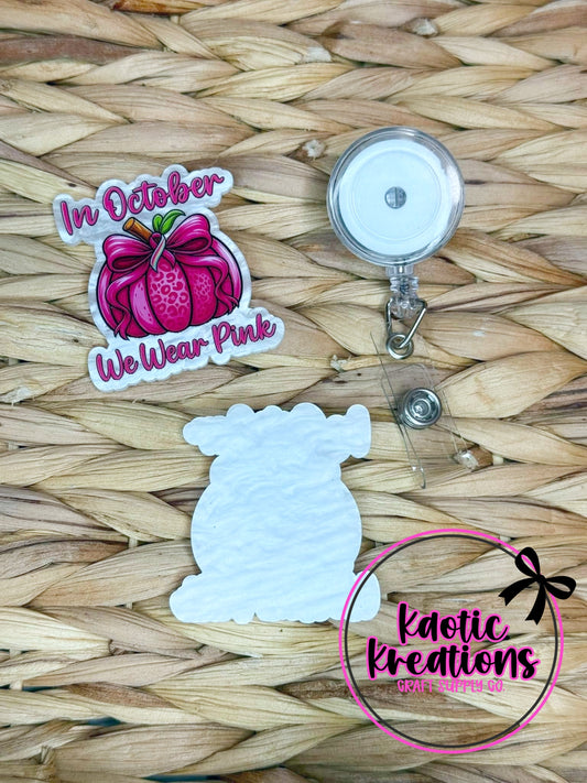 *CUSTOM* FLATBACK ACRYLIC 48mm X 52mm IN OCTOBER WE WEAR PINK F301 (1ct)