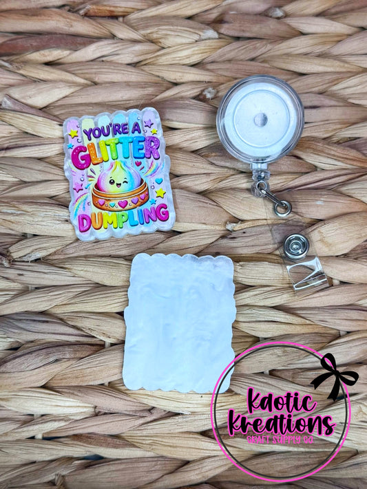 *CUSTOM* FLATBACK ACRYLIC GLITTER DUMPLING F714 (1ct)