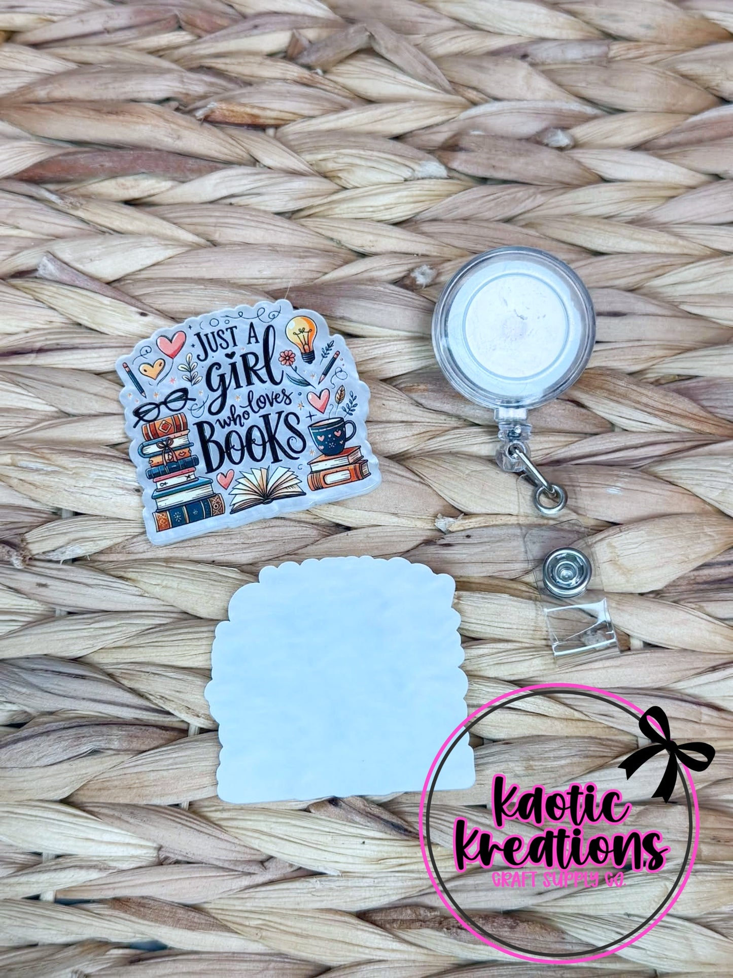 *CUSTOM* FLATBACK ACRYLIC JUST A GIRL WHO LOVES BOOKS F586 (1ct)