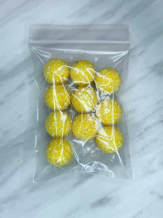 (SHOP DESTASH) 20MM SUGAR ACRYLIC BEADS YELLOW SD2 (10ct)