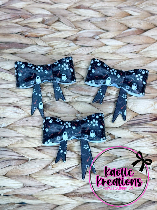 D109 BEADABLE JUMBO SILICONE BOW WHITE GHOSTS (1ct)