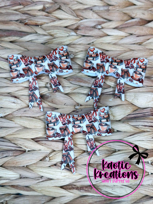 D115 BEADABLE JUMBO SILICONE BOW BOOKS AND COFFEE (1ct)