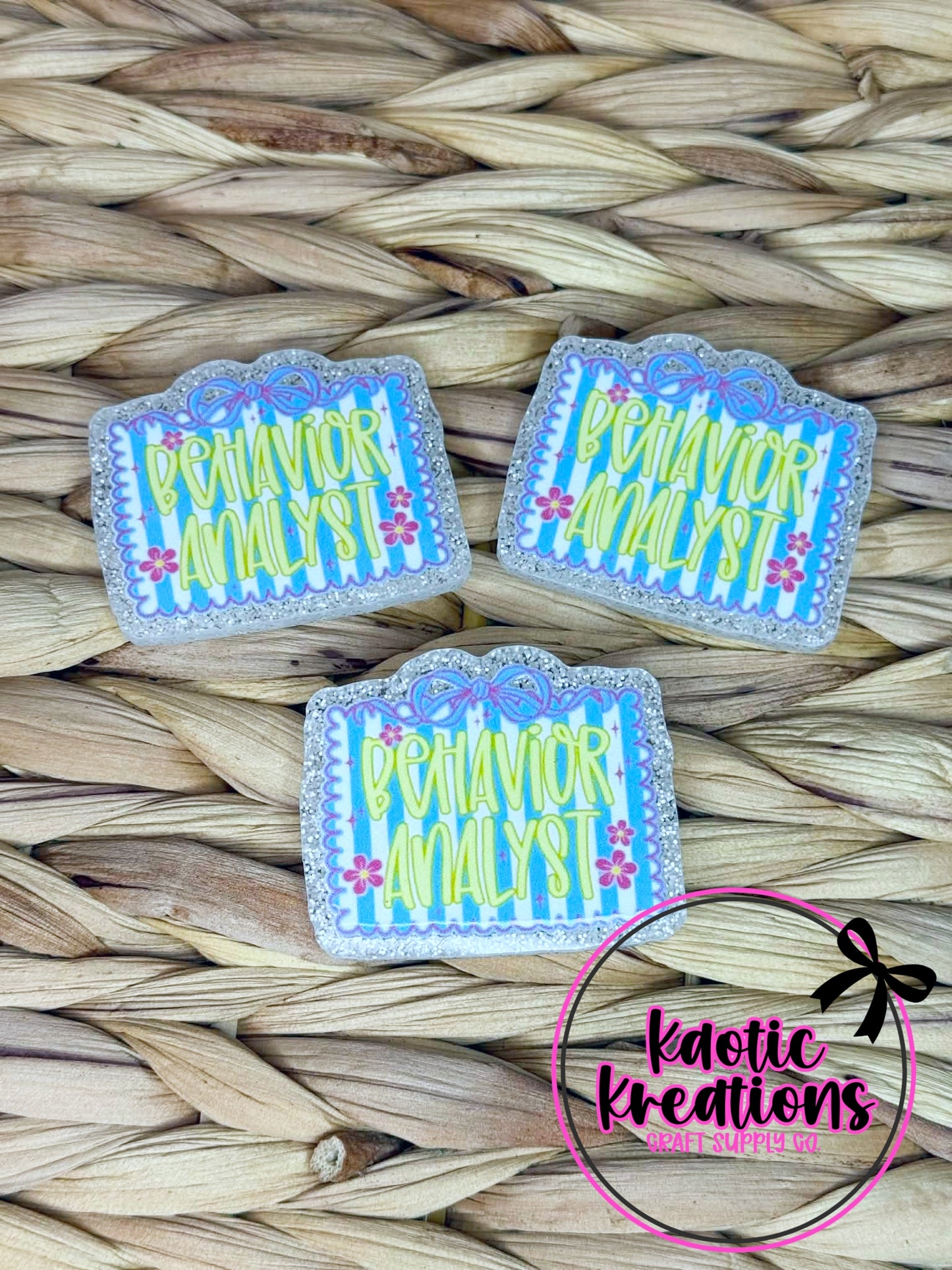 *CUSTOM* FLATBACK ACRYLIC 43mm X 34mm BEHAVIOR ANALYST F4 (1ct)