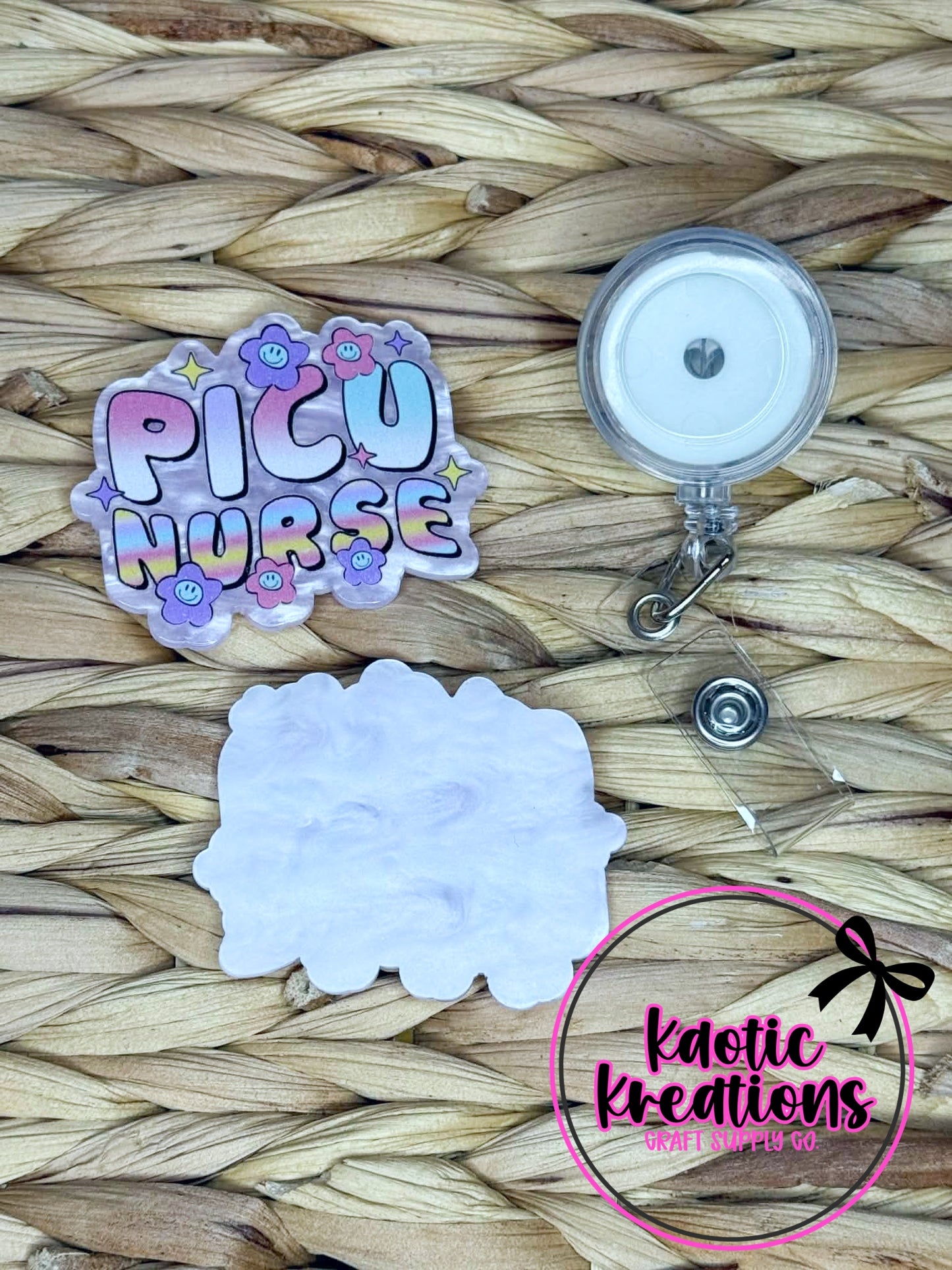 *CUSTOM* FLATBACK ACRYIC 51mm X 42mm PICU NURSE F222 (1ct)