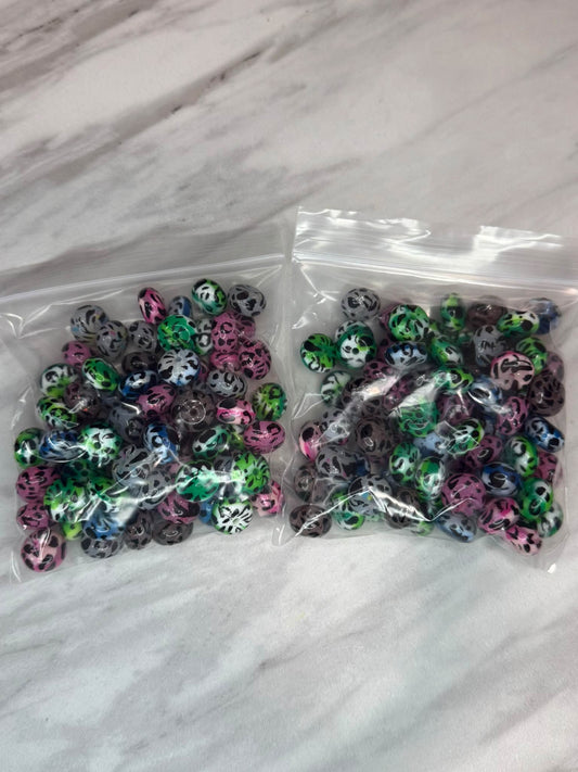 (SHOP DESTASH) 14MM JELLY ABACUS BUNDLE - LEOPARD PRINT (75ct)
