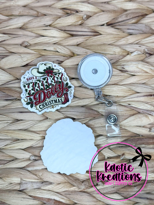 *CUSTOM* Flatback Acrylic Holly Dolly Christmas F347 (1ct)