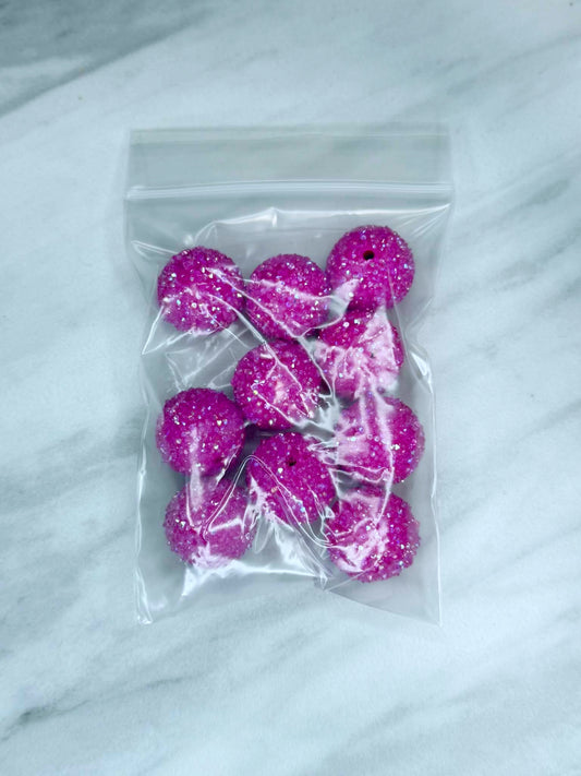 (SHOP DESTASH) 20MM SUGAR ACRYLIC BEADS RASPBERRY SD6 (10ct)