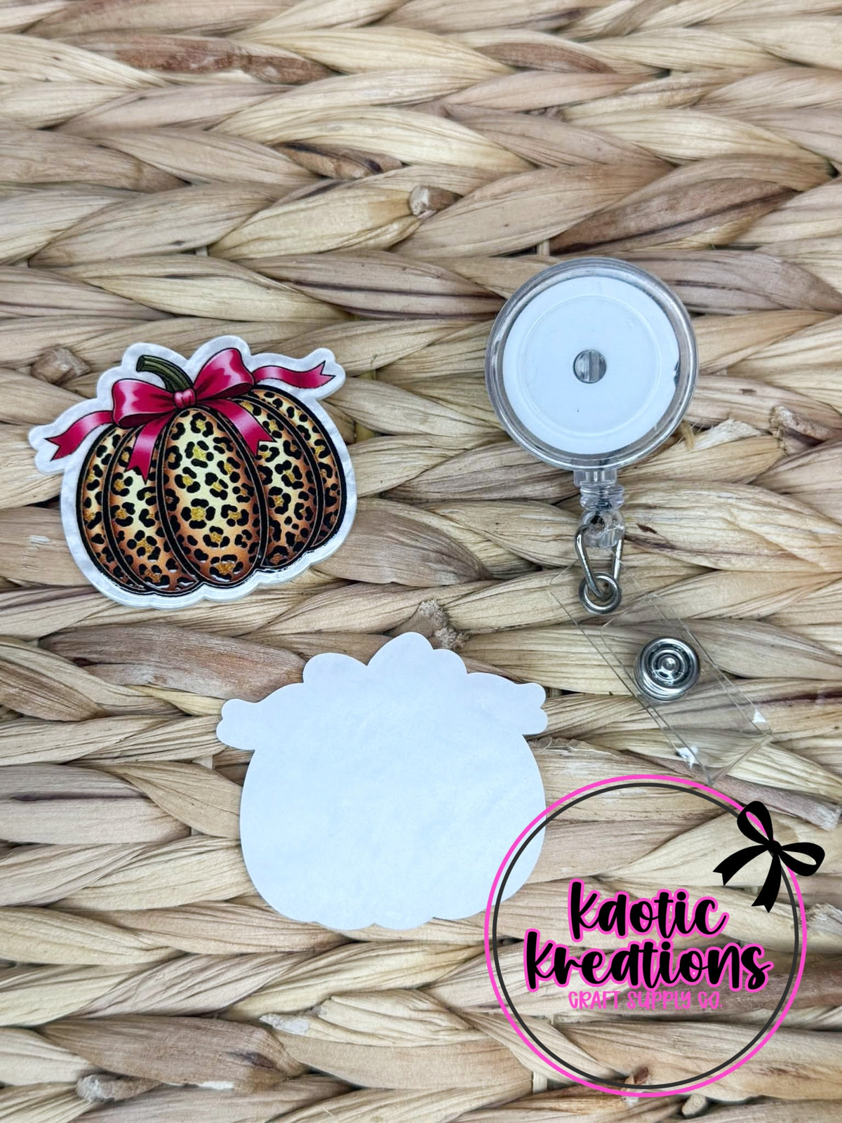*CUSTOM* FLATBACK ACRYLIC LEOPARD PRINT PUMPKIN F738 (1ct)