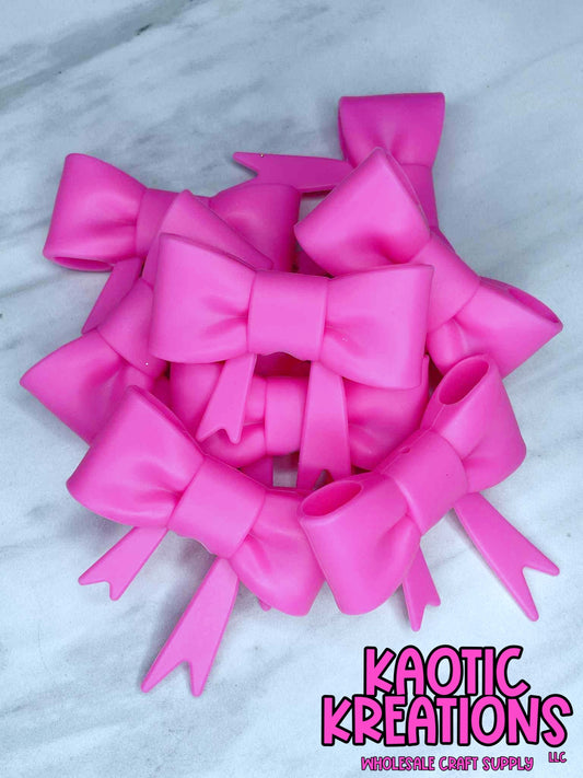 BEADABLE JUMBO SILICONE BOW SOLID HOT PINK (1ct)