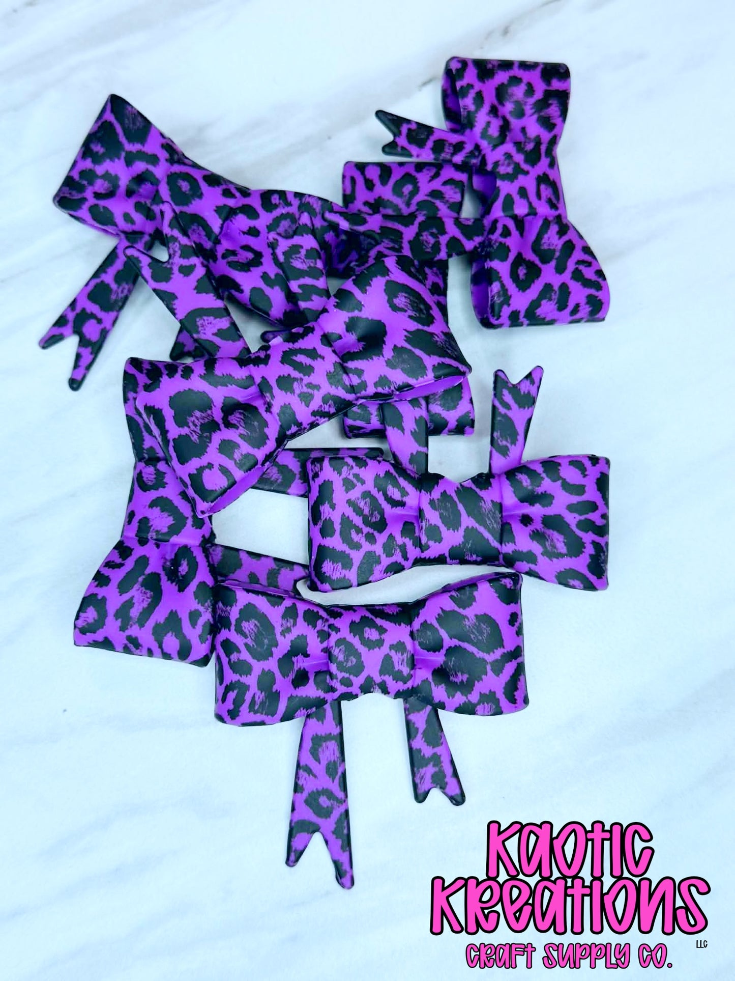 BEADABLE JUMBO SILICONE BOW PURPLE LEOPARD (1ct)