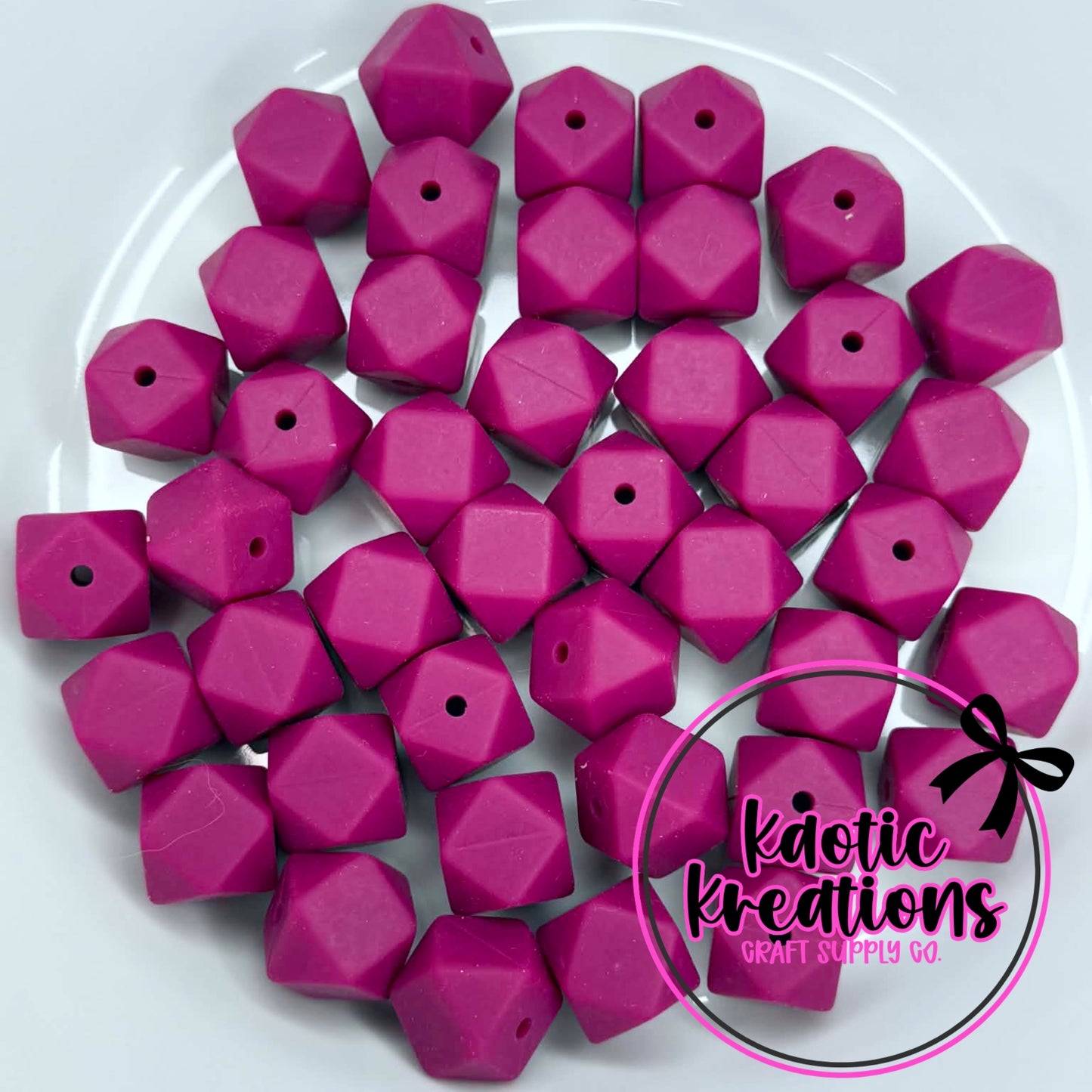 14MM HEXAGON RASPBERRY #214 (1ct)