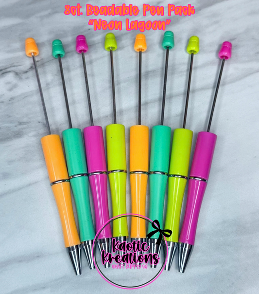 *KAELANN'S KREATION* BEADABLE PEN PACK "NEON LAGOON" #4 (8ct)