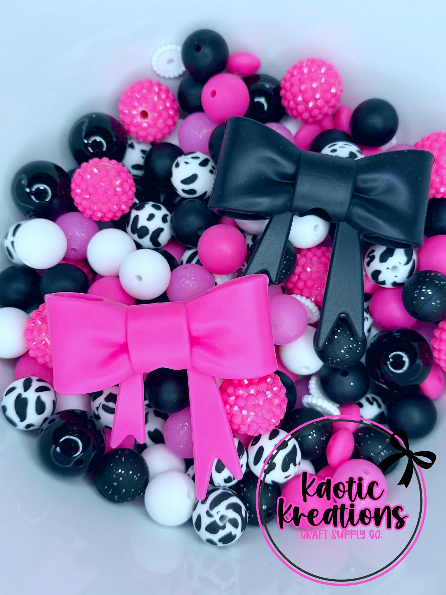 ACRYLIC SILICONE BEAD MIX W/JUMBO BOWS #44 (30ct)
