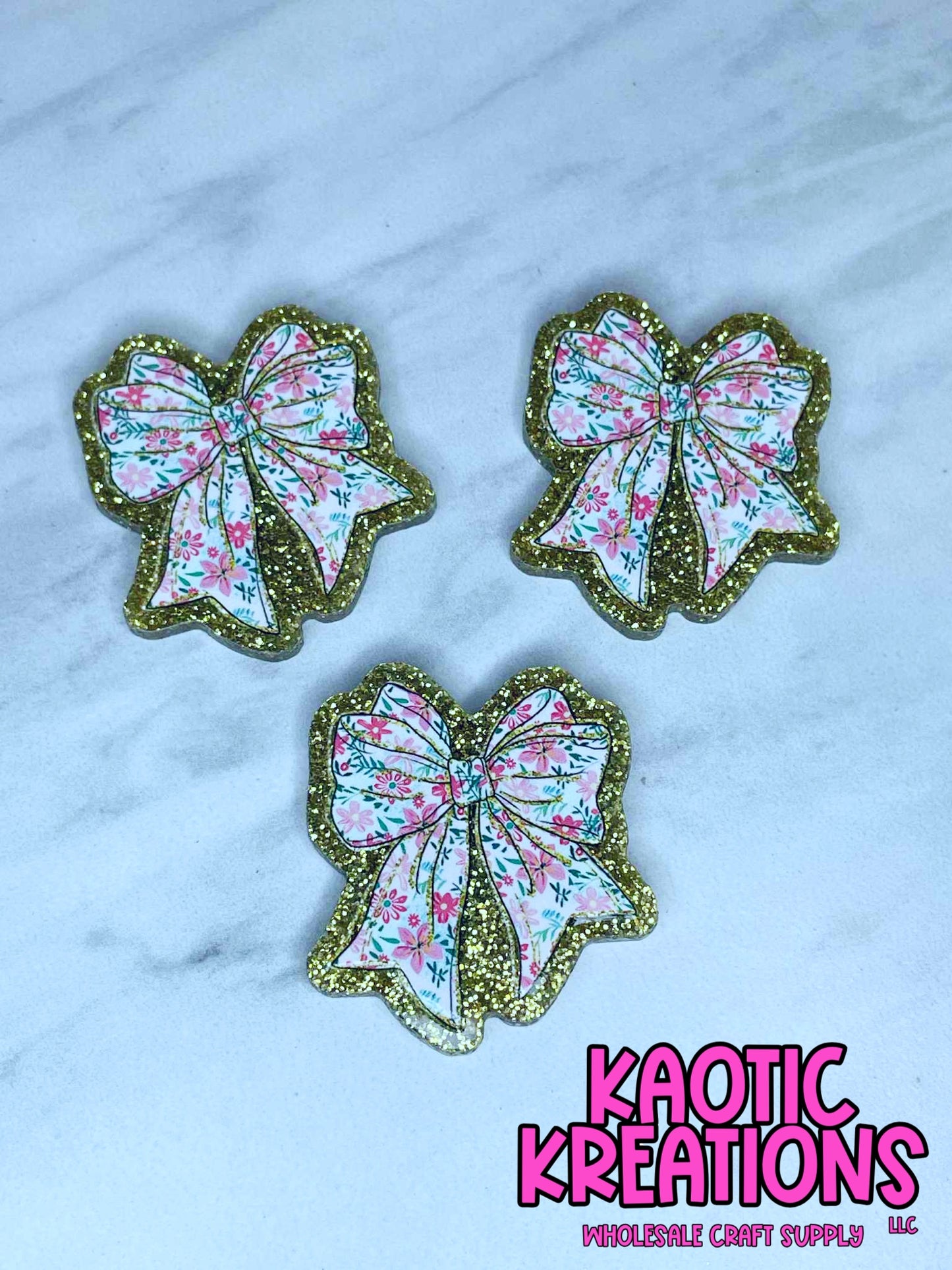 FLATBACK ACRYLIC FLORAL BOW F527 (1ct)