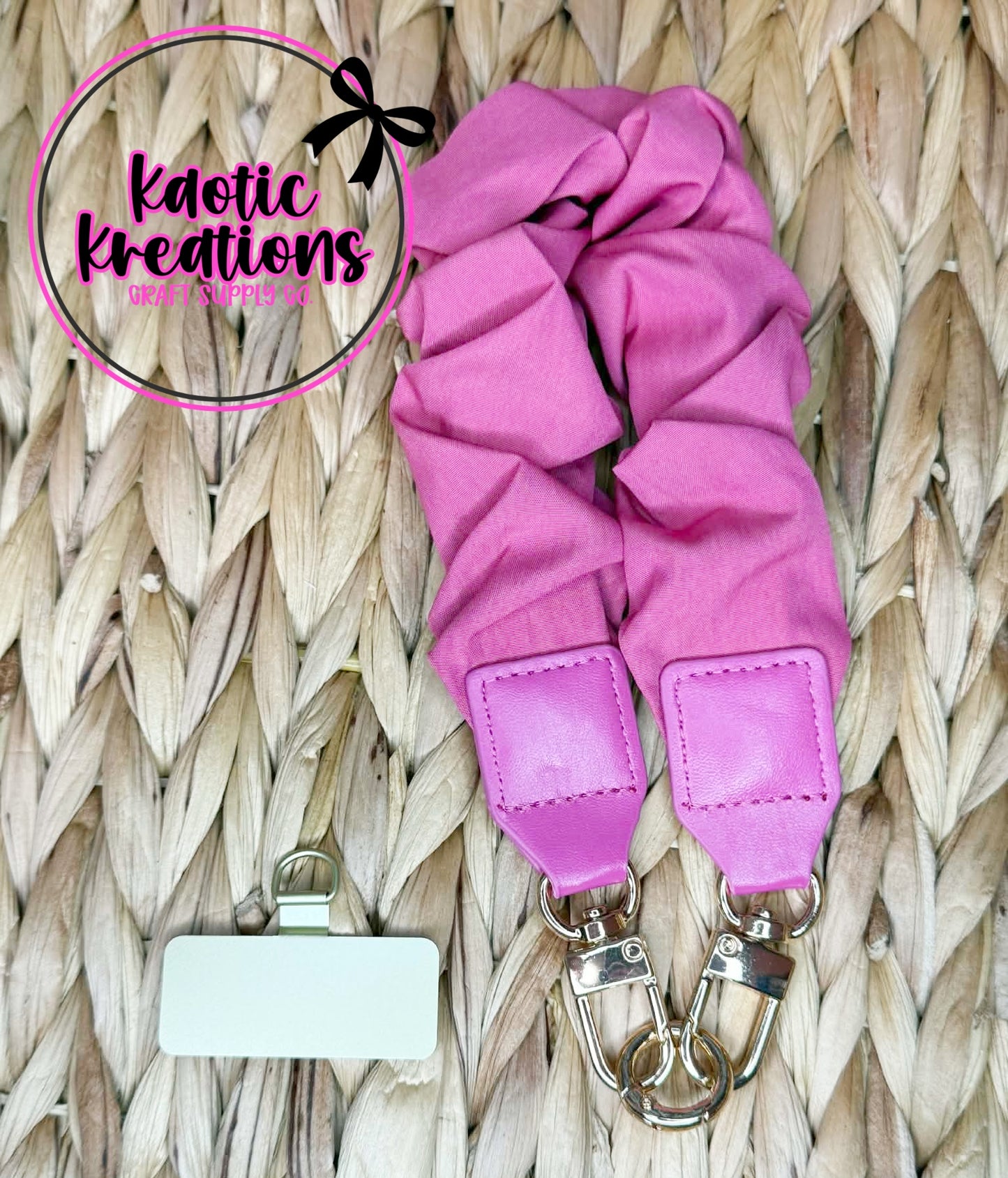 SCRUNCHIE KEYCHAIN/PHONE WRISTLET - DARK PINK (1ct)