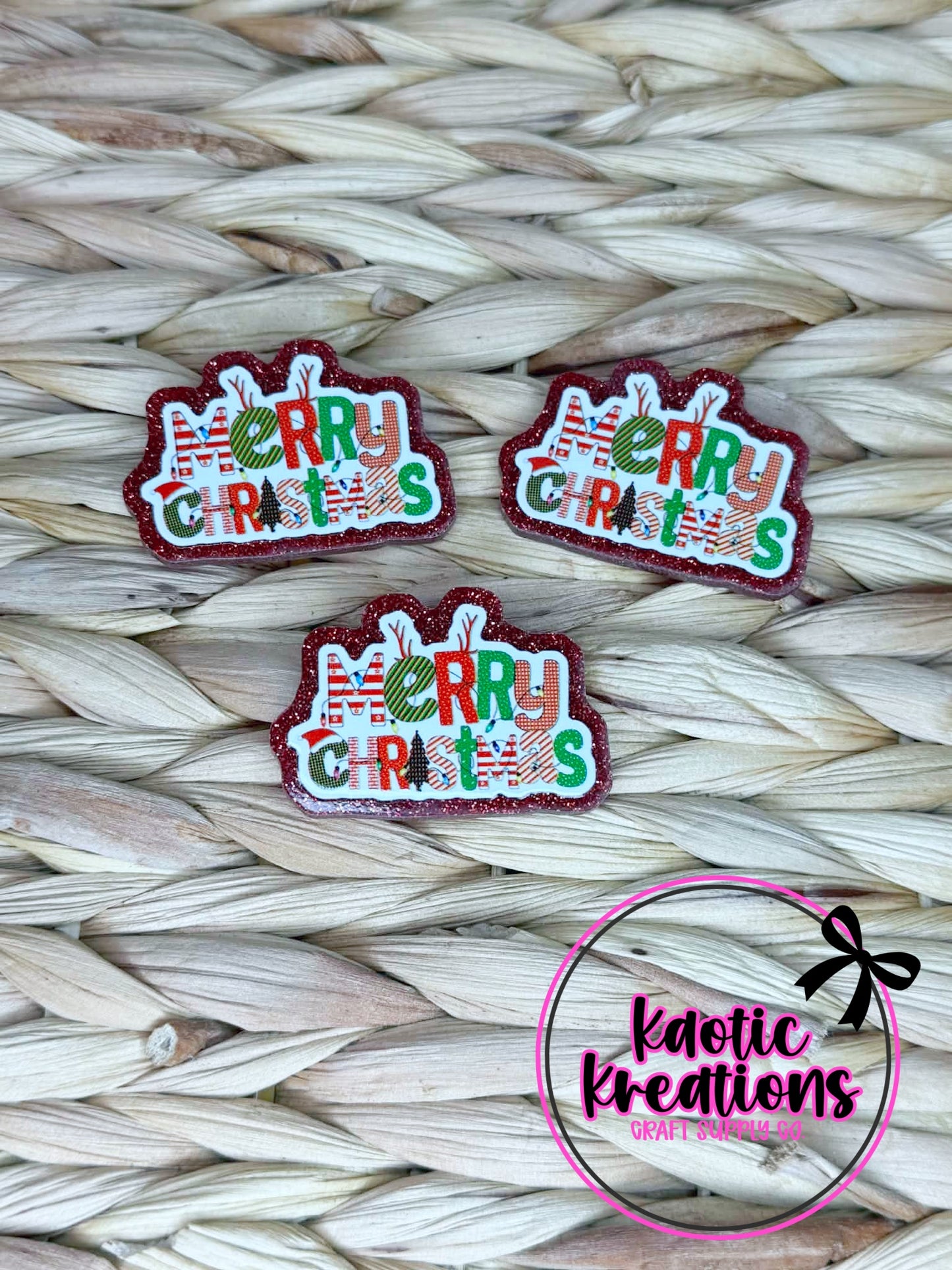 FLATBACK ACRYLIC MERRY CHRISTMAS F55 (1ct)