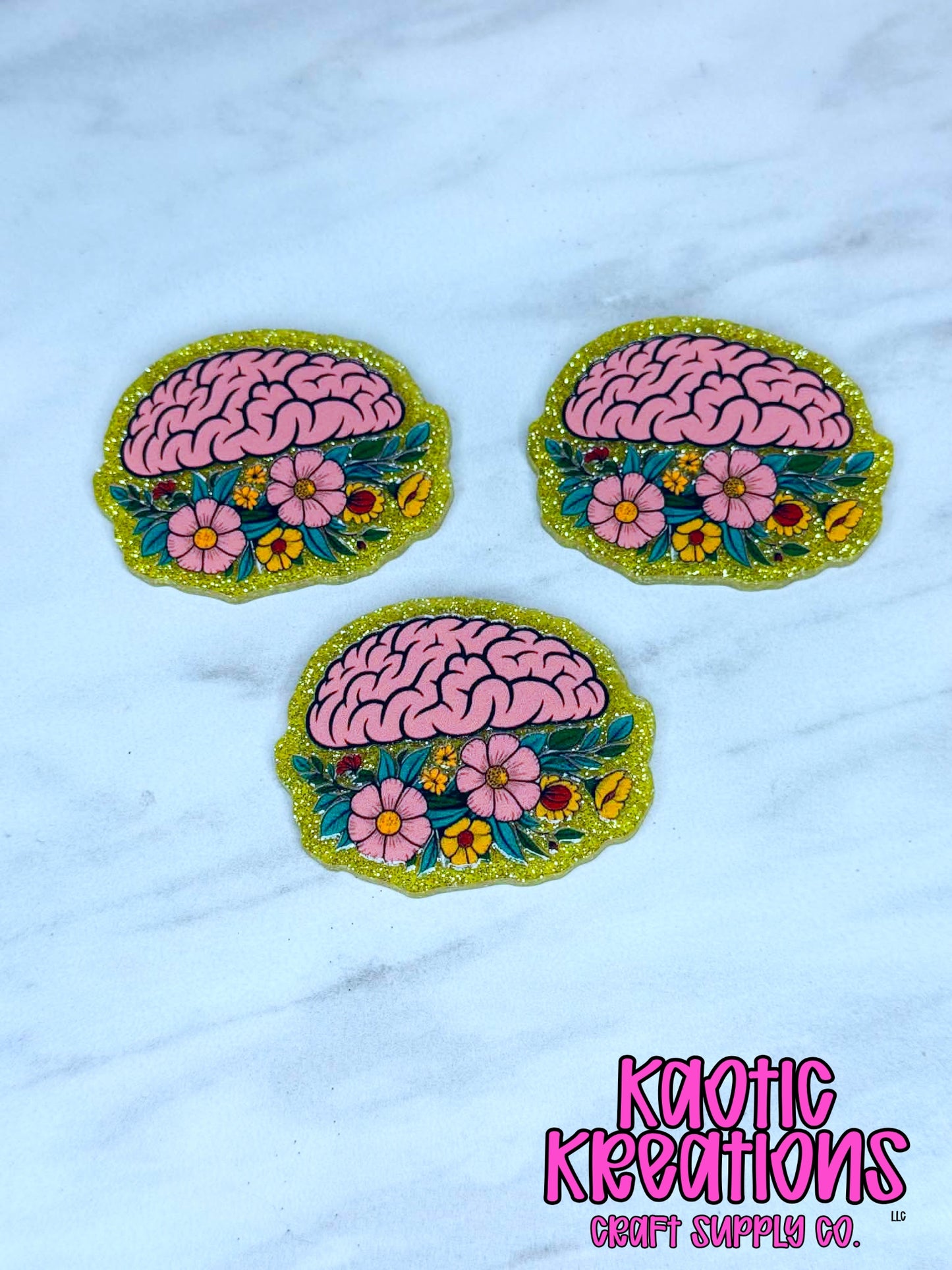 *CUSTOM* FLATBACK ACRYLIC BRAIN FLORAL F165 (1ct)