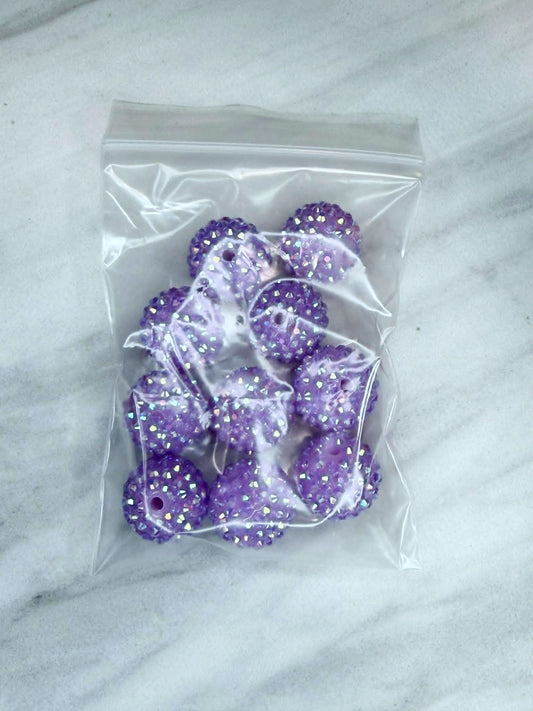 (SHOP DESTASH) 20MM RHINESTONE ACRYLIC BEADS LILAC SD16 (10ct)