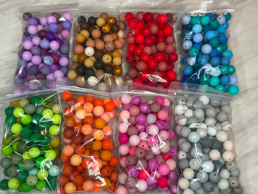 (SHOP DESTASH) 15MM SILICONE BEAD SHADES OF COLOR MIX (100ct)