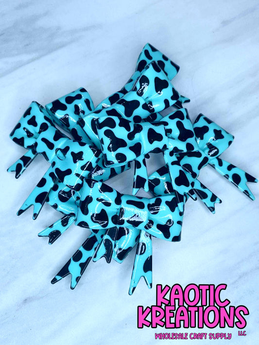BEADABLE JUMBO SILICONE BOW LIQUID COW TEAL (1ct)