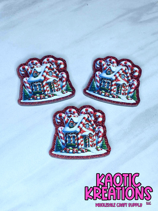 FLATBACK ACRYLIC GINGERBREAD HOUSE F452 (1ct)