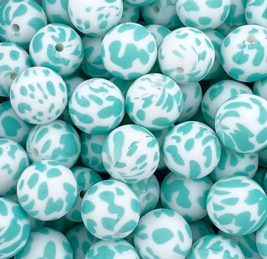 P171 TURQUOISE COW 15MM PRINT (1ct)