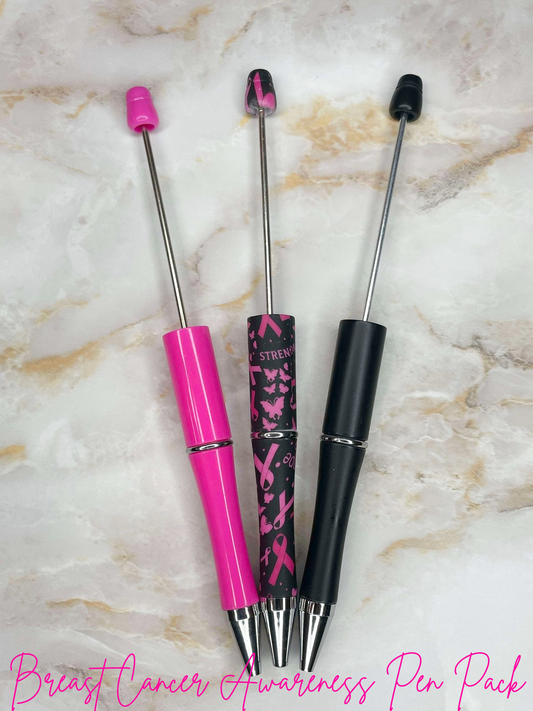 BEADABLE BREAST CANCER AWARENESS PEN PACK 3PC