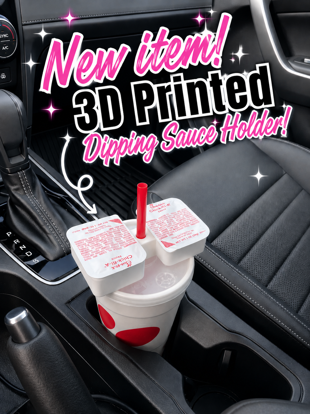 3D PRINTED DIPPING SAUCE HOLDER STRAW ATTACHMENT (1ct)