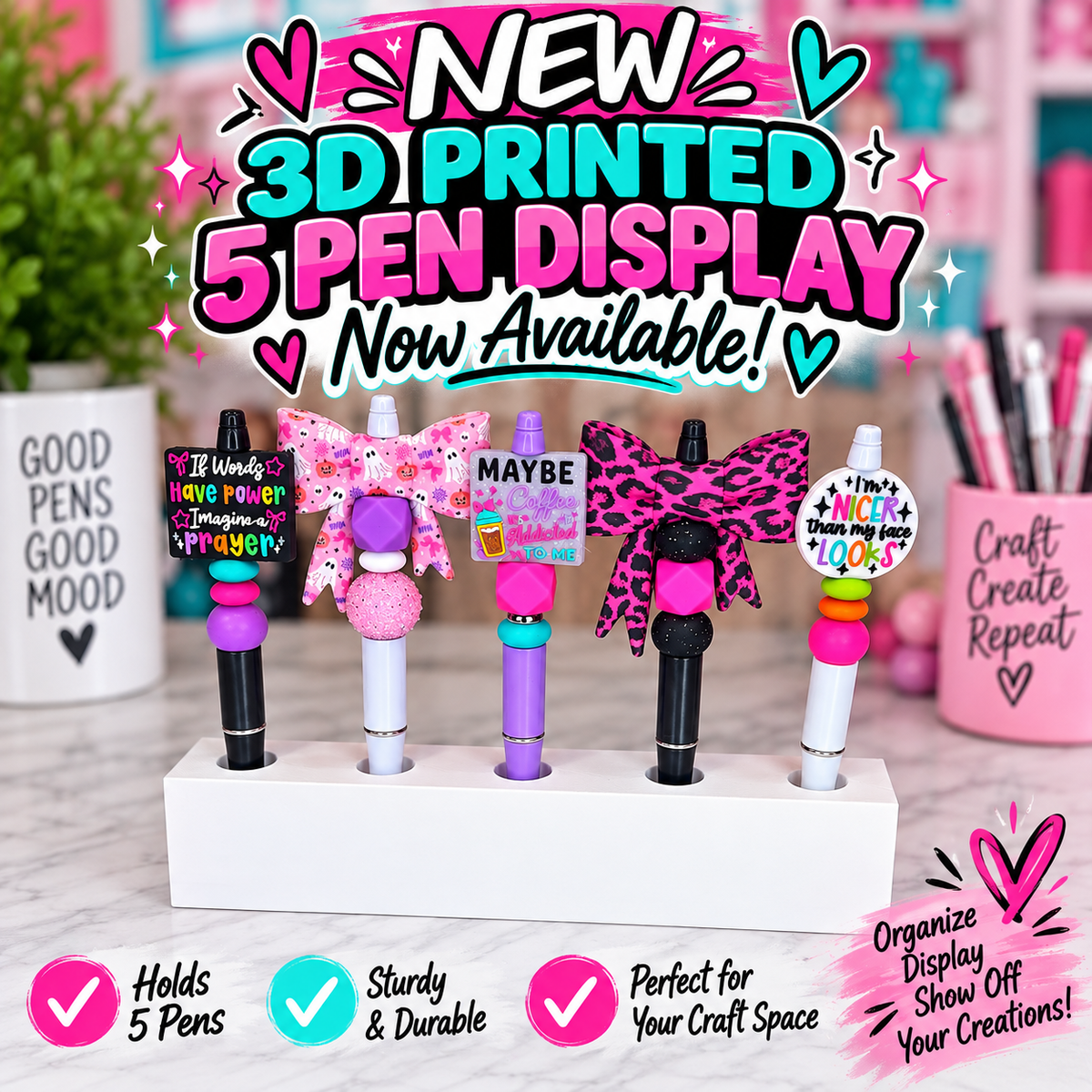 3D PRINTED 5 PEN DISPLAY STAND