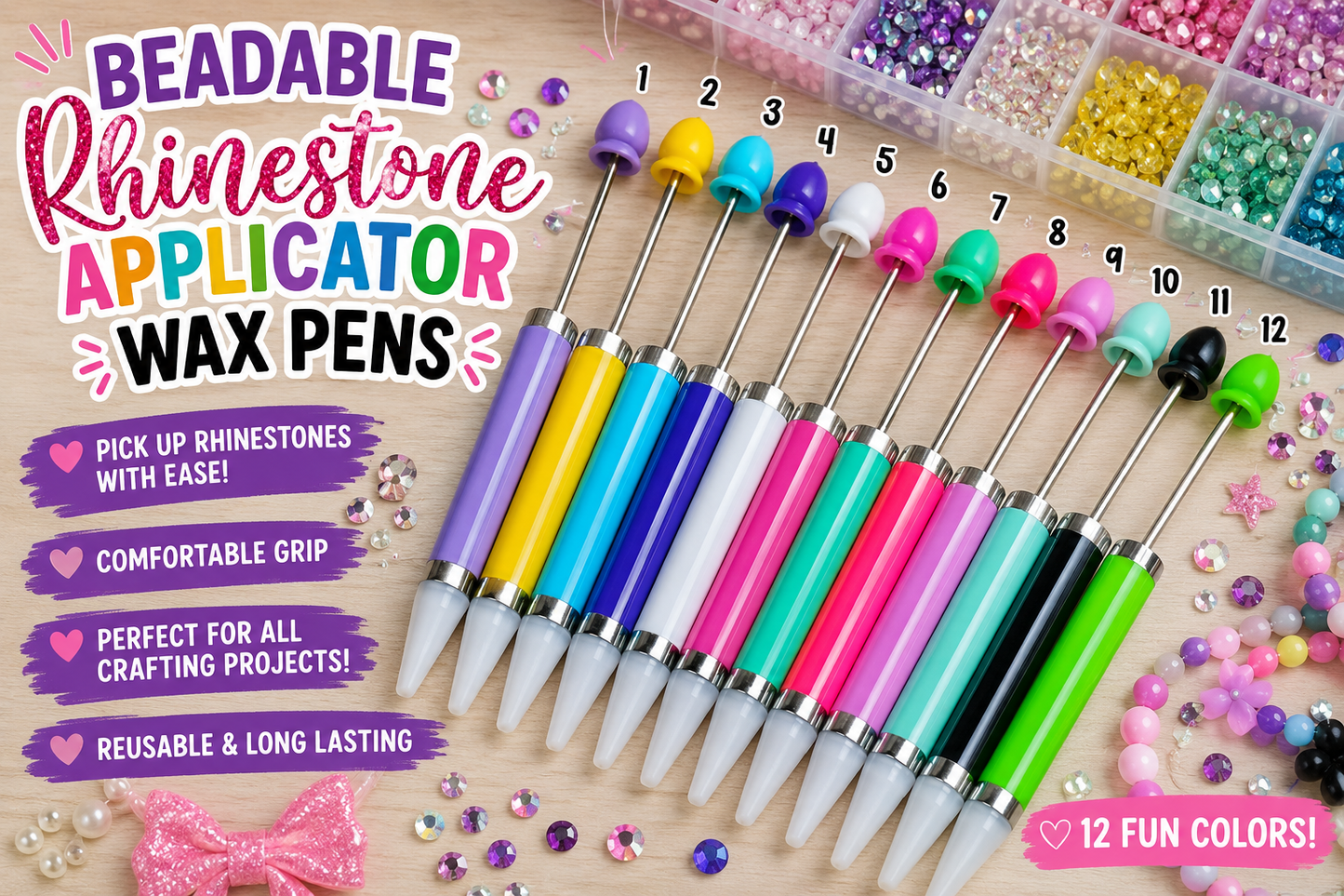 BEADABLE RHINESTONE APPLICATOR WAX PEN (1ct)