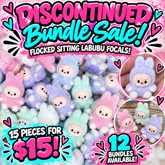 *FLASH SALE* 15ct. FLOCKED SITTING LABUBU FOCAL BUNDLE
